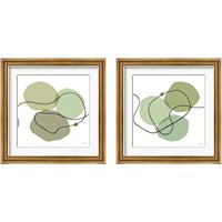 Framed 'Sinuous Trajectory green 2 Piece Framed Art Print Set' border=