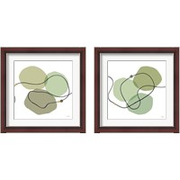 Framed 'Sinuous Trajectory green 2 Piece Framed Art Print Set' border=