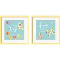 Framed 'Dreams Take Flight on Blue 2 Piece Framed Art Print Set' border=