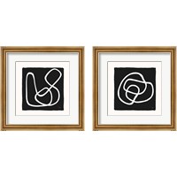 Framed 'Lines & Curves on black 2 Piece Framed Art Print Set' border=