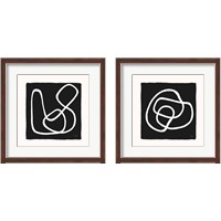 Framed 'Lines & Curves on black 2 Piece Framed Art Print Set' border=