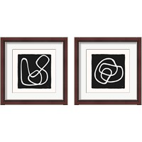Framed Lines & Curves on black 2 Piece Framed Art Print Set