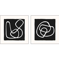 Framed 'Lines & Curves on black 2 Piece Art Print Set' border=