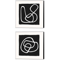 Framed 'Lines & Curves on black 2 Piece Canvas Print Set' border=