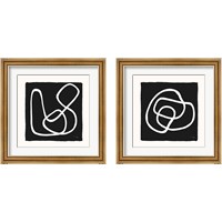 Framed 'Lines & Curves on black 2 Piece Framed Art Print Set' border=
