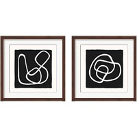 Framed Lines & Curves on black 2 Piece Framed Art Print Set
