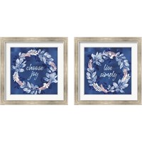 Framed 'Indigo Petals 2 Piece Framed Art Print Set' border=