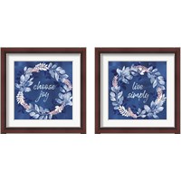 Framed 'Indigo Petals 2 Piece Framed Art Print Set' border=