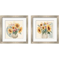 Framed 'Sunflower Season 2 Piece Framed Art Print Set' border=