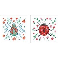 Framed 'Folk Beetle 2 Piece Art Print Set' border=