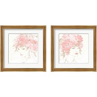 Framed 'Floral Figures 2 Piece Framed Art Print Set' border=