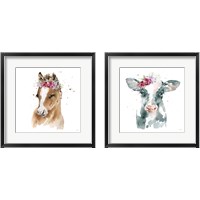 Framed Floral Animal 2 Piece Framed Art Print Set