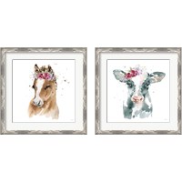 Framed 'Floral Animal 2 Piece Framed Art Print Set' border=