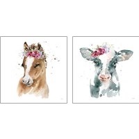 Framed Floral Animal 2 Piece Art Print Set