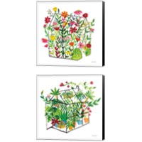 Framed 'Greenhouse Blooming 2 Piece Canvas Print Set' border=