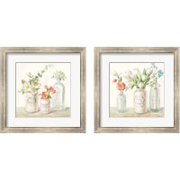 Framed 'Marmalade Flowers 2 Piece Framed Art Print Set' border=