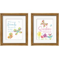 Framed 'Dreams Take Flight on White 2 Piece Framed Art Print Set' border=