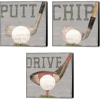 Framed 'Golf Days 3 Piece Canvas Print Set' border=