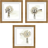 Framed 'Windmill 3 Piece Framed Art Print Set' border=