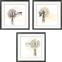 Framed 'Windmill  3 Piece Framed Art Print Set' border=