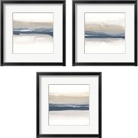 Framed Tonal Blue Gray 3 Piece Framed Art Print Set