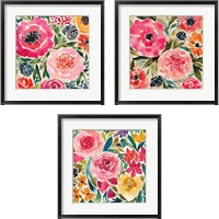 Framed 'Summer Petals 3 Piece Framed Art Print Set' border=