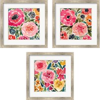 Framed 'Summer Petals 3 Piece Framed Art Print Set' border=