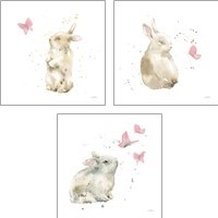 Framed 'Dreaming Bunny 3 Piece Art Print Set' border=