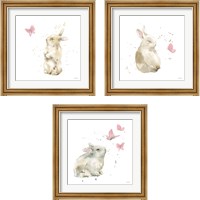 Framed 'Dreaming Bunny 3 Piece Framed Art Print Set' border=