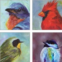 Framed 'Field Birds 4 Piece Art Print Set' border=