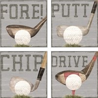 Framed 'Golf Days 4 Piece Art Print Set' border=