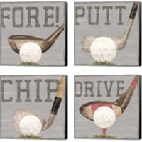 Framed 'Golf Days 4 Piece Canvas Print Set' border=