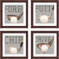 Framed 'Golf Days 4 Piece Framed Art Print Set' border=