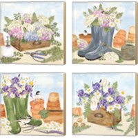 Framed 'In My Garden 4 Piece Canvas Print Set' border=