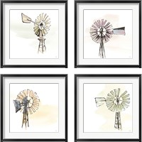 Framed 'Windmill  4 Piece Framed Art Print Set' border=