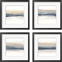 Framed Tonal Blue Gray 4 Piece Framed Art Print Set