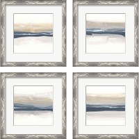 Framed 'Tonal Blue Gray 4 Piece Framed Art Print Set' border=