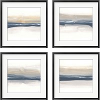 Framed Tonal Blue Gray 4 Piece Framed Art Print Set