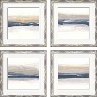 Framed 'Tonal Blue Gray 4 Piece Framed Art Print Set' border=