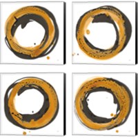 Framed Amber Enso 4 Piece Canvas Print Set