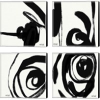 Framed Black and White Abstract 4 Piece Canvas Print Set