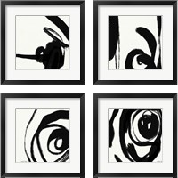 Framed 'Black and White Abstract 4 Piece Framed Art Print Set' border=
