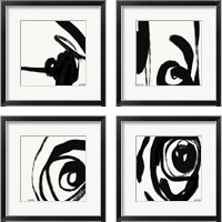 Framed 'Black and White Abstract 4 Piece Framed Art Print Set' border=