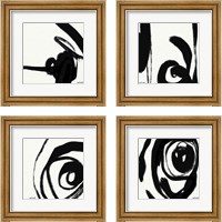 Framed Black and White Abstract 4 Piece Framed Art Print Set