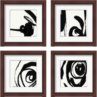 Framed Black and White Abstract 4 Piece Framed Art Print Set