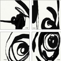 Framed Black and White Abstract 4 Piece Art Print Set
