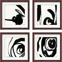 Framed Black and White Abstract 4 Piece Framed Art Print Set