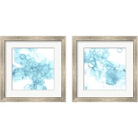 Framed 'Bubble Square Aqua 2 Piece Framed Art Print Set' border=