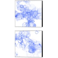 Framed 'Bubble Square Blue 2 Piece Canvas Print Set' border=