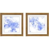 Framed 'Bubble Square Blue 2 Piece Framed Art Print Set' border=